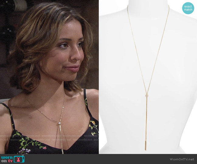 Nordstrom Pave Slide Bolo Necklace worn by Elena Dawson (Brytni Sarpy) on The Young and the Restless
