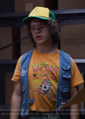 Dustin’s orange Roast Beef tee on Stranger Things