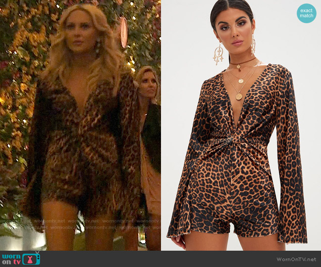 Pretty Little Thing Leopard Print Velvet Playsuit worn by Stephanie Pratt (Stephanie Pratt) on The Hills New Beginnings