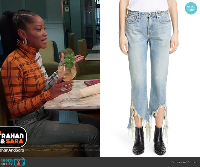 R13 Spiral Kick Ripped Bootcut Jeans worn by Keke Palmer on Good Morning America