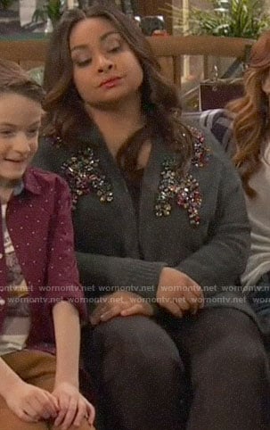 Raven’s grey embellished cardigan on Ravens Home