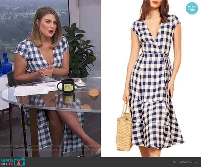 Reformation Calista Wrap Dress worn by Carissa Loethen Culiner on E! News