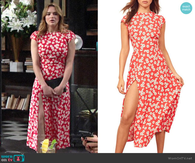 Reformation Gavin Dress in Oopsie Daisy worn by Summer Newman (Hunter King) on The Young and the Restless