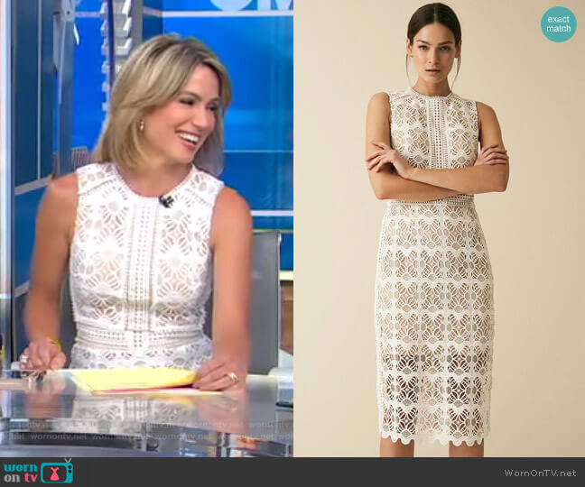 Reiss Coral Dress worn by Amy Robach on Good Morning America