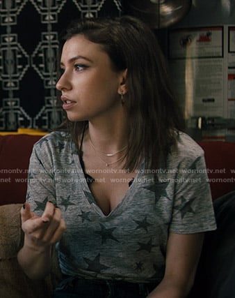 Sammi’s grey star print tee on Light as a Feather