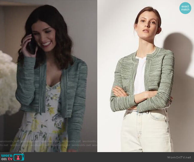 Sandro Varda Cropped Cardigan worn by Alicia Mendoza (Denyse Tontz) on Grand Hotel