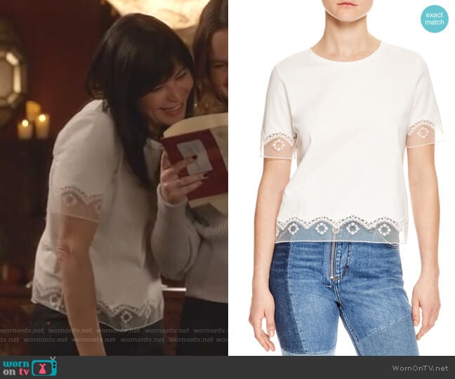 Sandro Lace Trim Tee worn by Cassandra Nightingale (Catherine Bell) on Good Witch