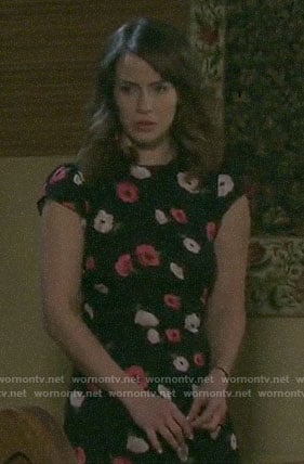 Sarah’s floral cap-sleeve dress on Days of our Lives