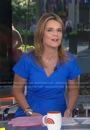 Savannah’s blue short sleeve wrap dress on Today