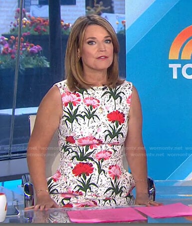 Savannah’s white carnation sleeveless dress on Today