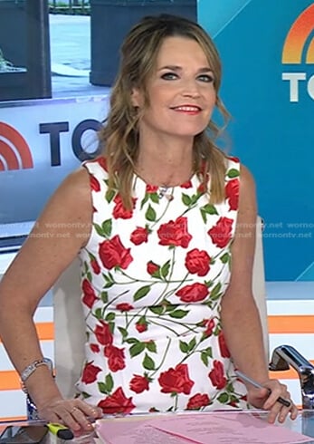 Savannah’s white rose print dress on Today