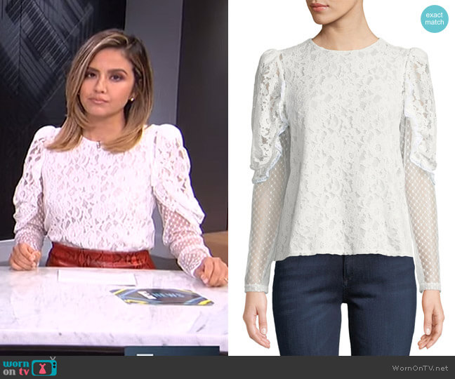 See by Chloe Lace Sheer Sleeve Blouse worn by Erin Lim on E! News