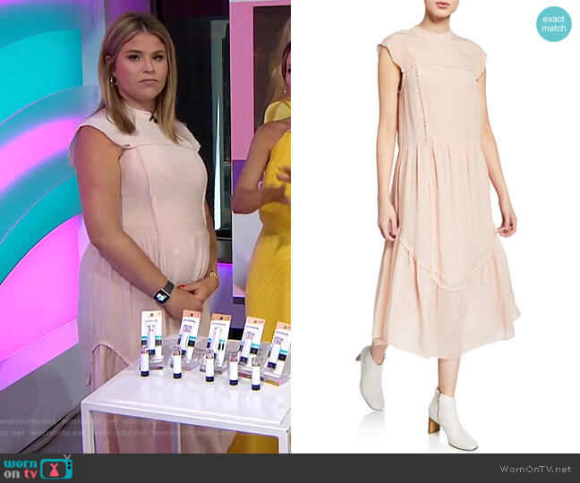 See by Chloe Scalloped Cap-Sleeve High-Neck Midi Dress worn by Jenna Bush Hager on Today