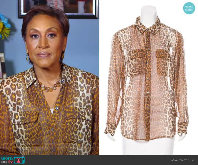Equipment Silk Leopard Top worn by Robin Roberts on Good Morning America