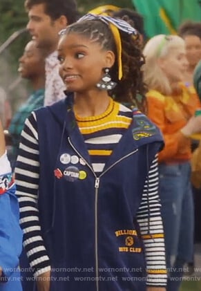Skylar’s striped sweater and vest on Grown-ish