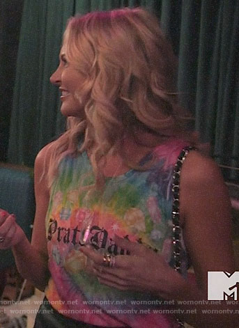 Stephanie’s tie dye Pratt Daddy tank top on The Hills New Beginnings