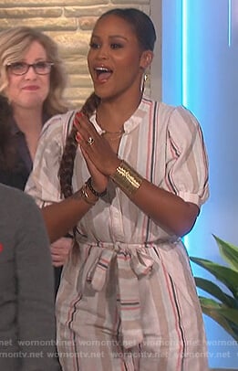Eve’s striped linen romper on The Talk