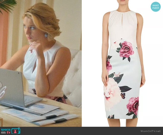 Ted Baker Annile Magnificent-Print Dress worn by Petra Solano (Yael Grobglas) on Jane the Virgin
