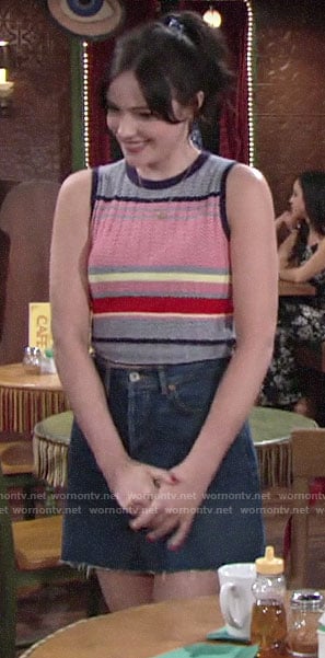 Tessa’s striped 4th July top on The Young and the Restless