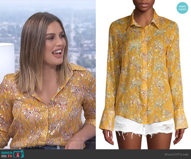 The Kooples Floral Button-Down Blouse worn by Carissa Loethen Culiner on E! News