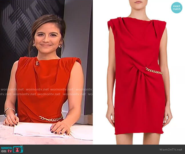 The Kooples Gathered Crepe & Chain Trim Dress worn by Erin Lim on E! News