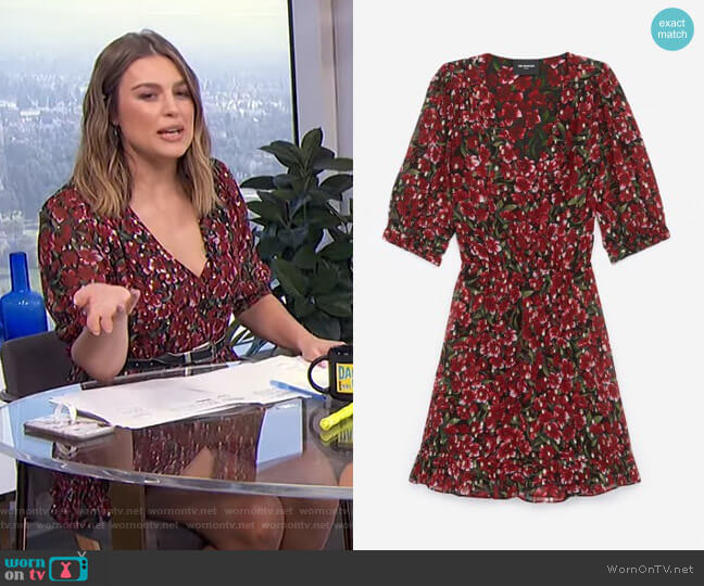 The Kooples Printed Dress with Shoulder Pads worn by Carissa Loethen Culiner on E! News