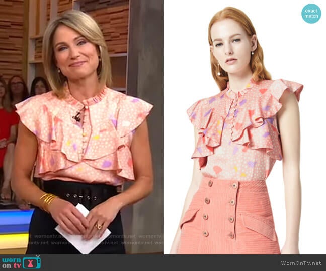 Three Floor Blis Top worn by Amy Robach on Good Morning America