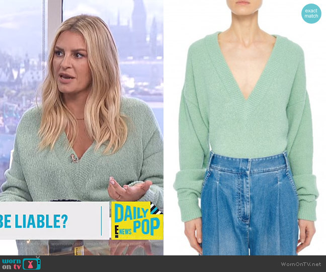 Tibi V-Neck Airy Alpaca Blend Sweater worn by Morgan Stewart on E! News