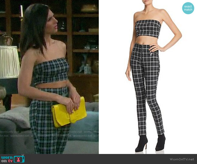 Tiger Mist Luka Plaid Tube Crop Top worn by Gabi Hernandez (Camila Banus) on Days of our Lives