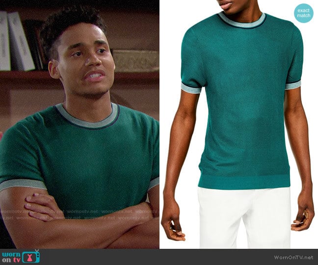 Topman Textured Tip Classic Fit Sweater worn by Xander Avant (Adain Bradley) on The Bold and the Beautiful