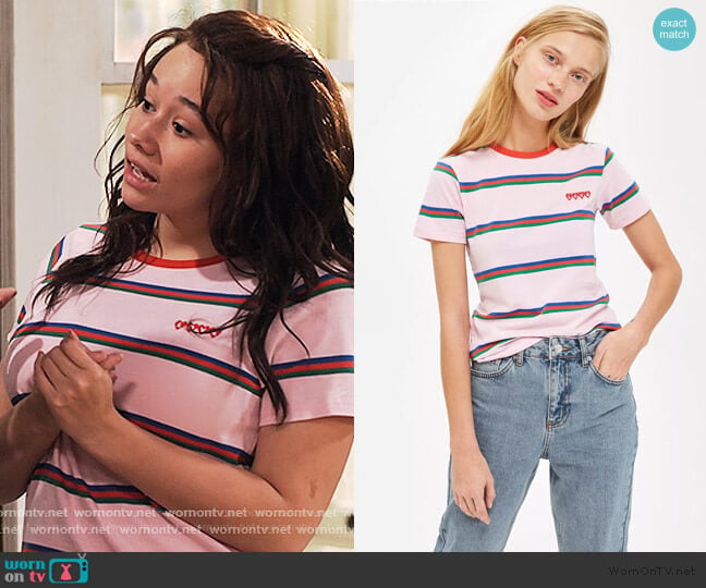 Topshop Love Stripe T-Shirt worn by Jade (Talia Jackson) on Family Reunion