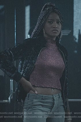 Kym’s floral velvet bomber jacket on Scream