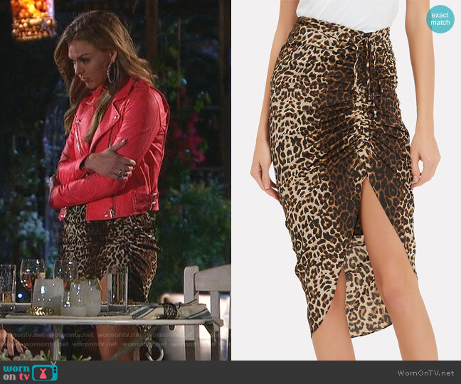 Veronica Beard Ari Asymmetrical Leopard Skirt worn by Hannah Brown on The Bachelorette