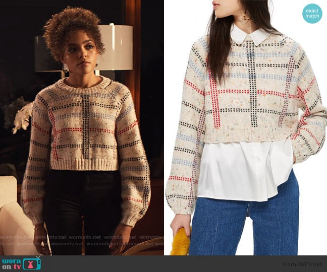 Topshop Check Pattern Sweater worn by Tabitha Foster (Quintessa Swindell) on Trinkets