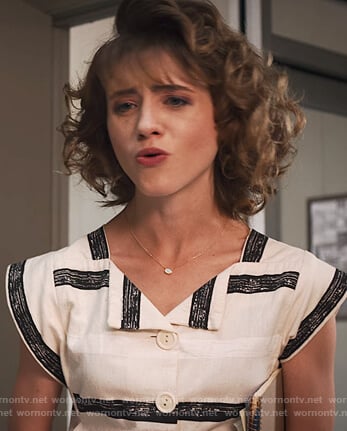 Nancy’s white chevron print dress on Stranger Things