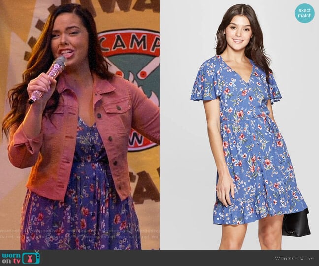 Xhilaration Floral Print Short Sleeve Flutter Button-Front Dress worn by Lou Hockhauser (Miranda May) on Bunkd