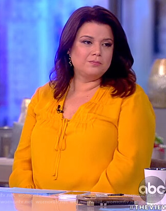 Ana’s yellow tie neck blouse on The View