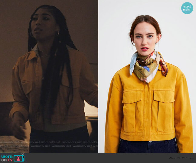 Zara Cropped Jacket with Pockets worn by Peri (Adriyan Rae) on Light as a Feather