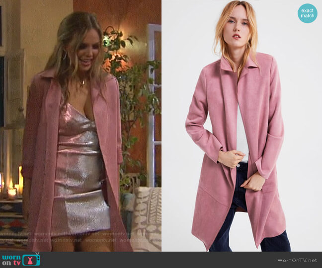Zara Faux Suede Coat worn by Hannah Brown on The Bachelorette