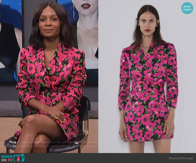 Zara Floral Print Blazer Dress worn by Zuri Hall on E! News