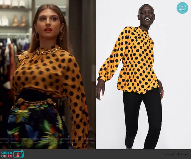 Zara Polka Dot Blouse worn by Nomi Segal (Emily Arlook) on Grown-ish