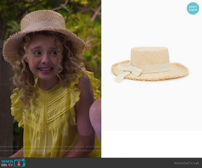Zara Straw Hat with Band worn by Destiny Baker (Mallory James Mahoney) on Bunkd