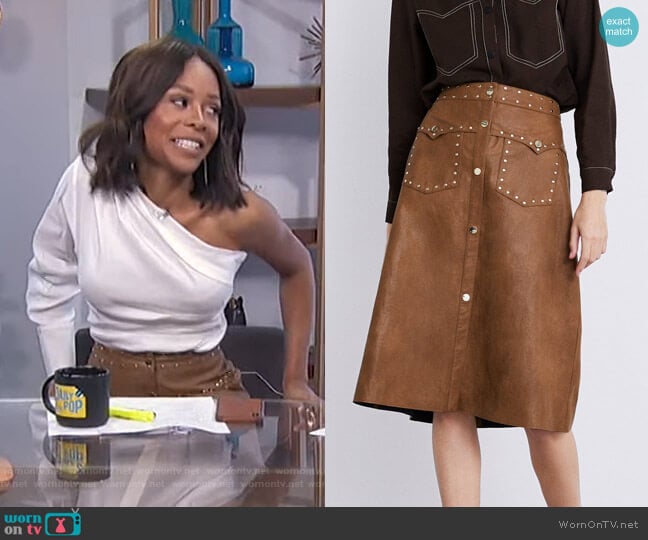 Zara Studded Faux Leather Skirt worn by Zuri Hall on E! News