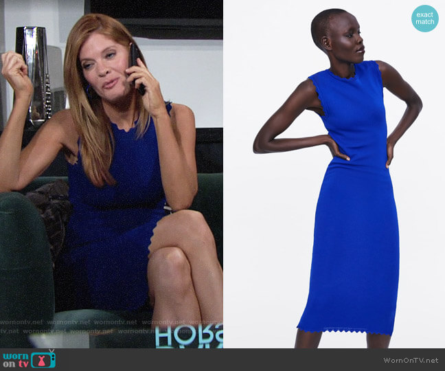 Zara Scalloped Knit Dress worn by Phyllis Summers (Michelle Stafford) on The Young and the Restless
