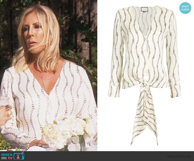 Alexis Dulcie Chain Print Blouse worn by Vicki Gunvalson on The Real Housewives of Orange County