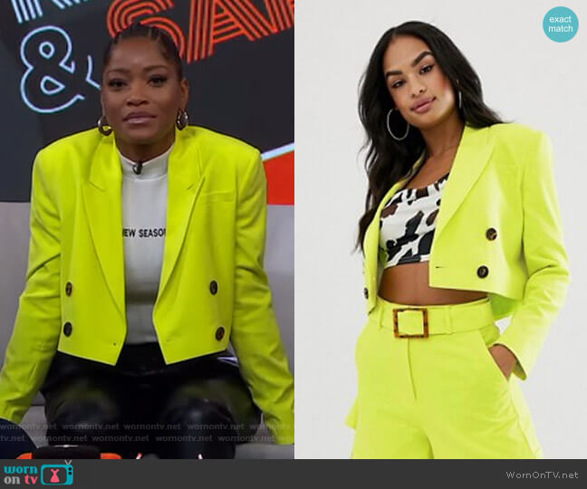 Asos Lime Cropped Suit Blazer worn by Keke Palmer on Good Morning America