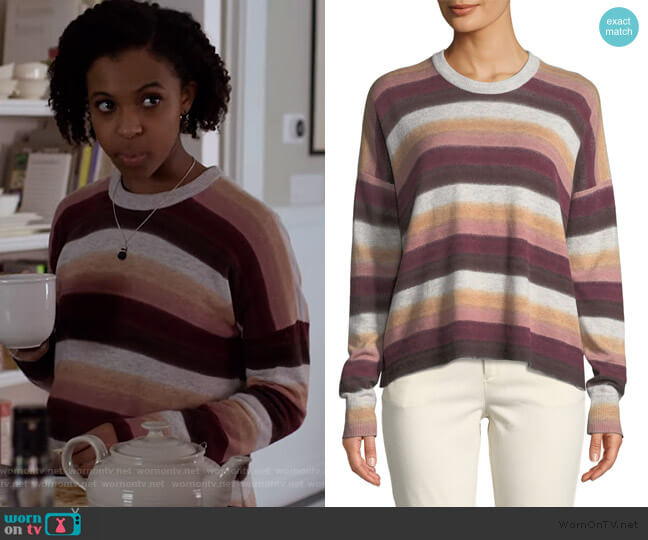 Anthony Thomas Melillo Striped Crewneck Sweater worn by Ani (Grace Saif) on 13 Reasons Why