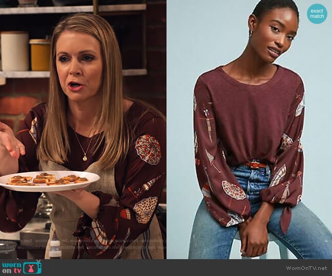 Akemi + Kin Maybelle Tied-Sleeve Top worn by Liz (Melissa Joan Hart) on No Good Nick