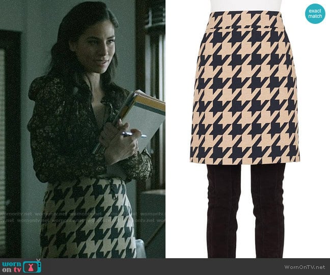 Akris Punto A-Line Houndstooth Skirt worn by Yoli Castillo (Isabel Arraiza) on Pearson