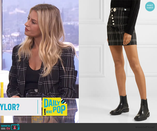 Alexander Wang Checked woven mini skirt worn by Morgan Stewart on E! News